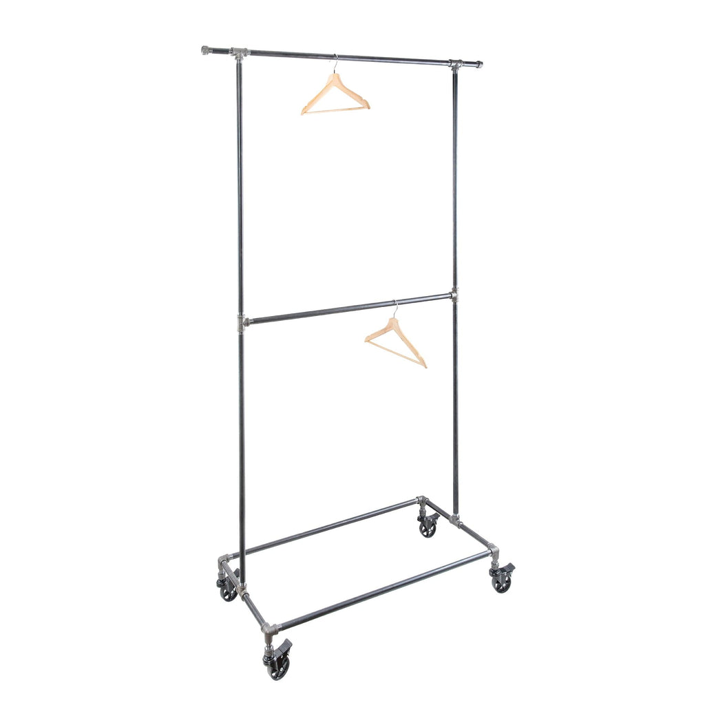 82 in. Rolling Double Rod Clothing Rack