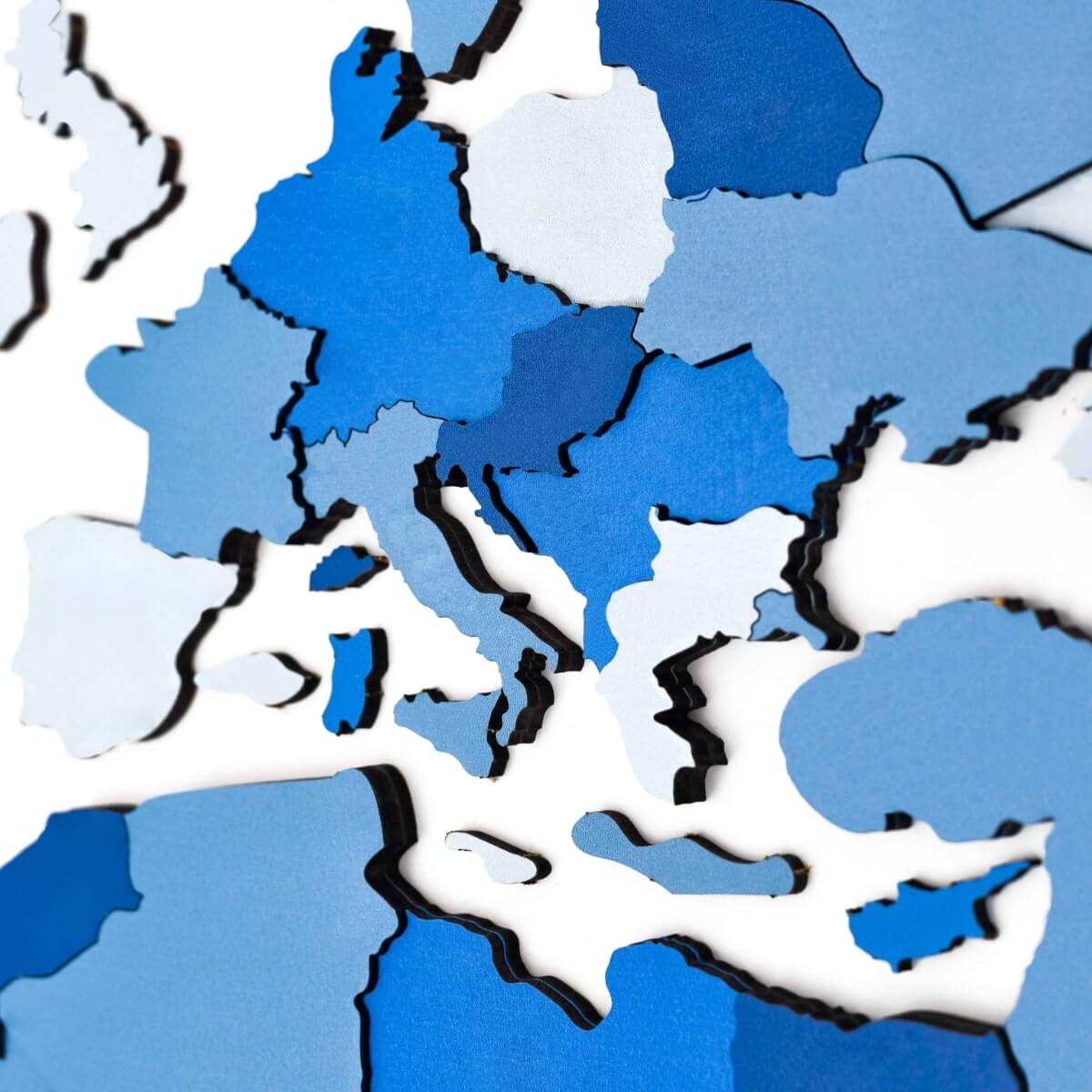 3D Wooden World Map Azure