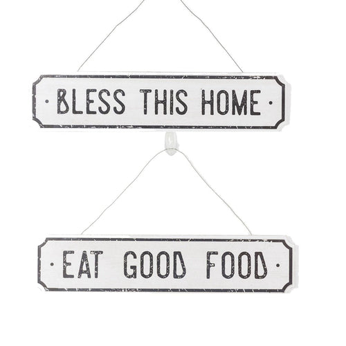 Farmhouse Wood Wall Sign Bless This Home Eat Good Food Rustic Hanging Plaque