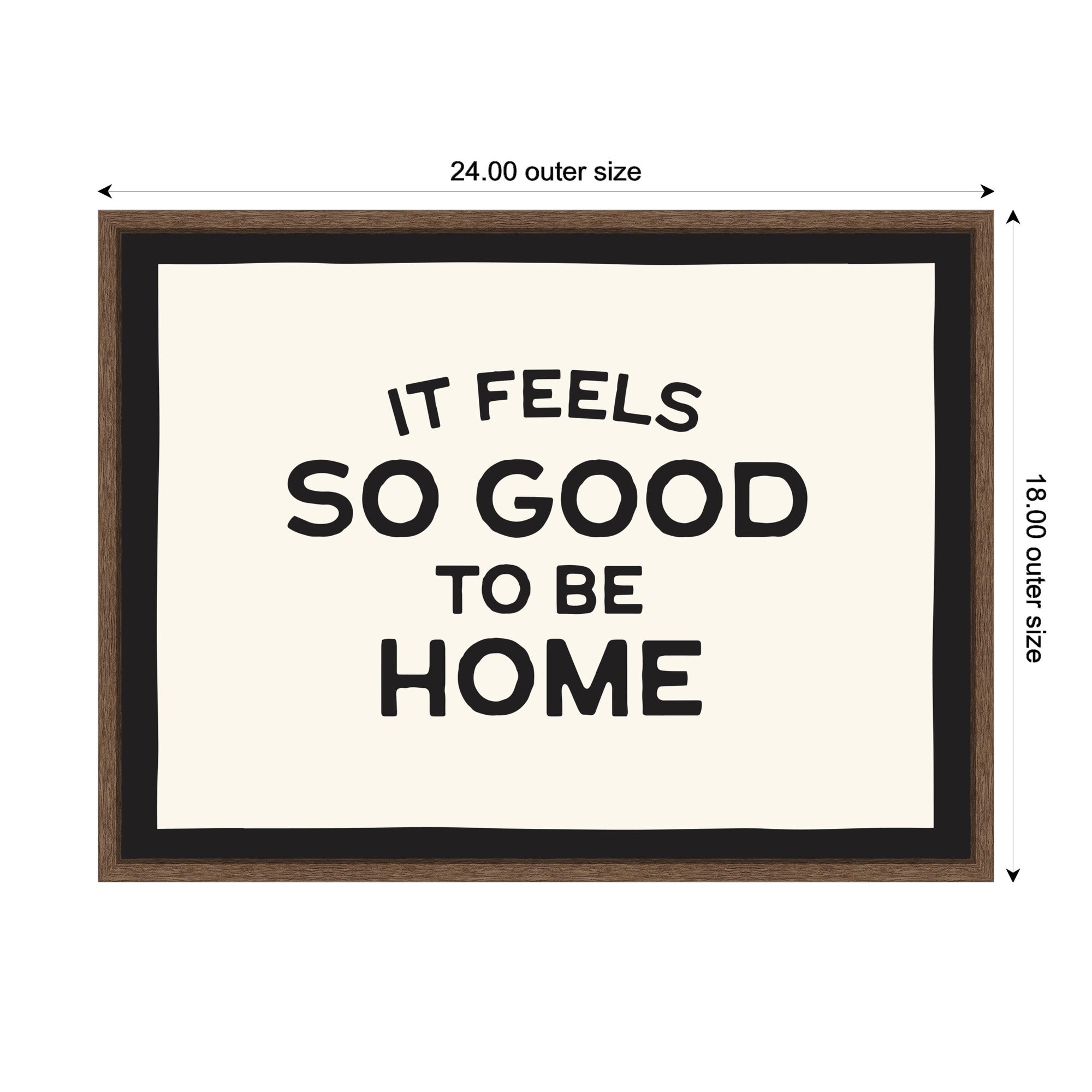 It Feels So Good to be Home Black and White Typography by Lucky Guava Framed Canvas Wall Art Print