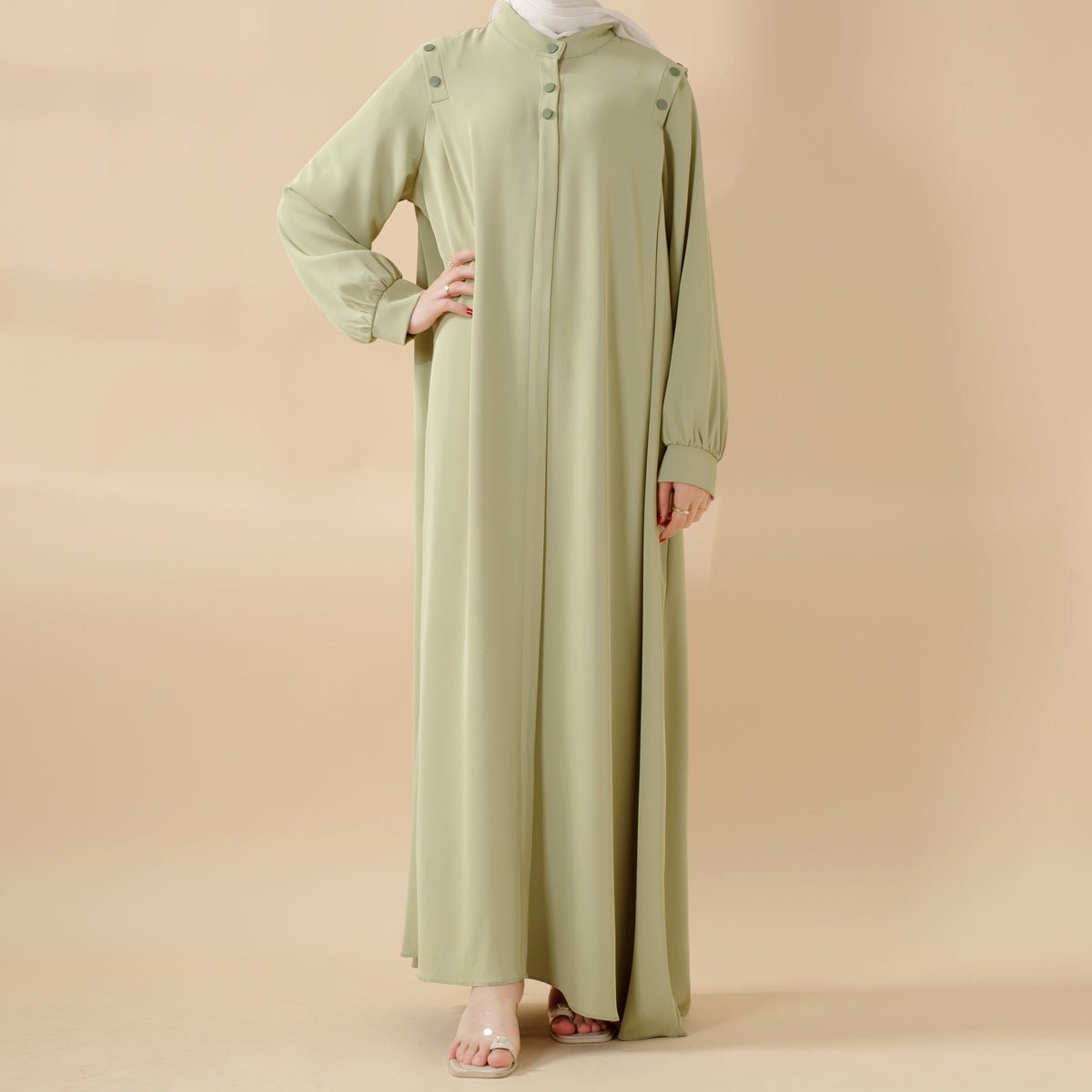 Macaron Color Shoulder Button Pullover Abaya (MA083)