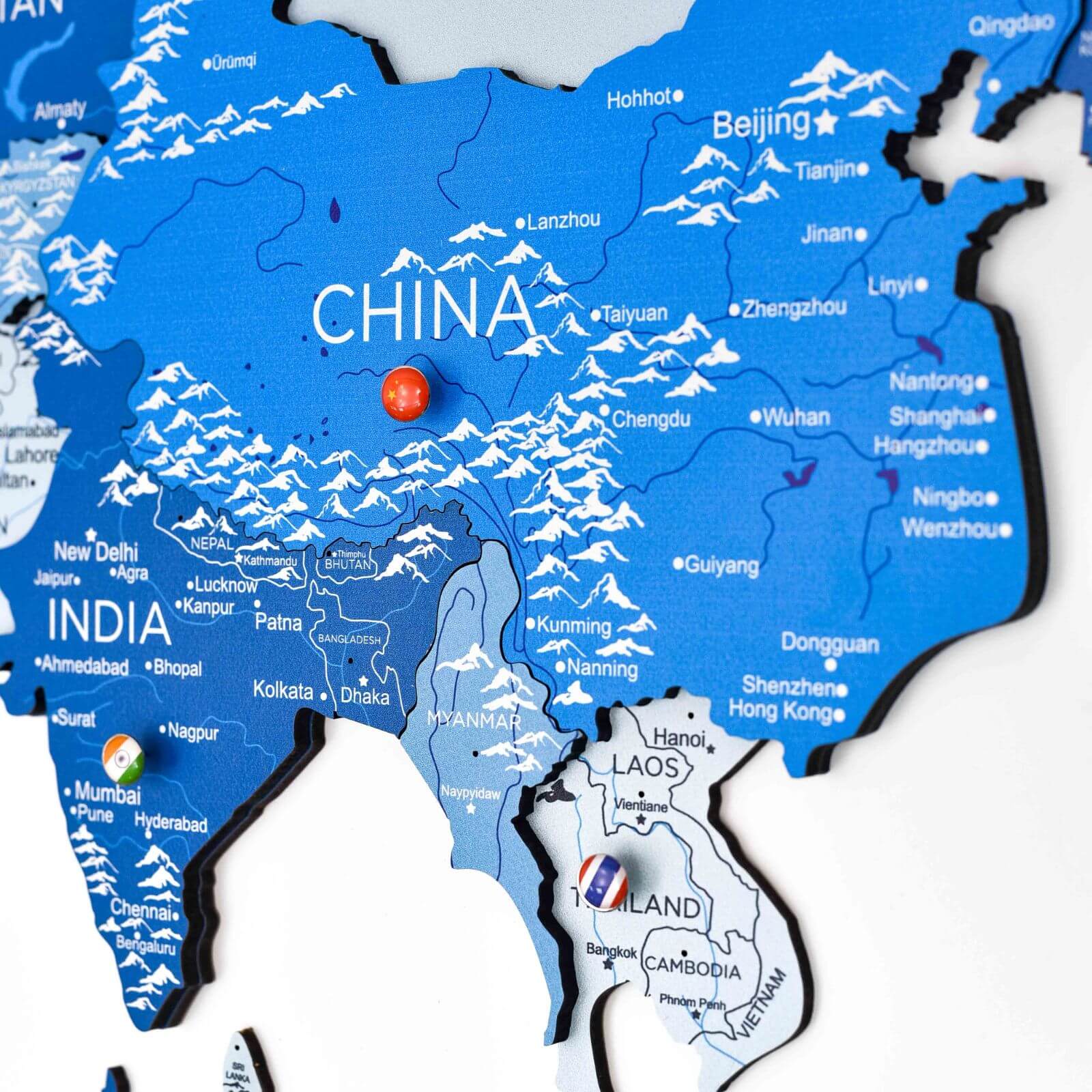 3D Wooden World Map Azure