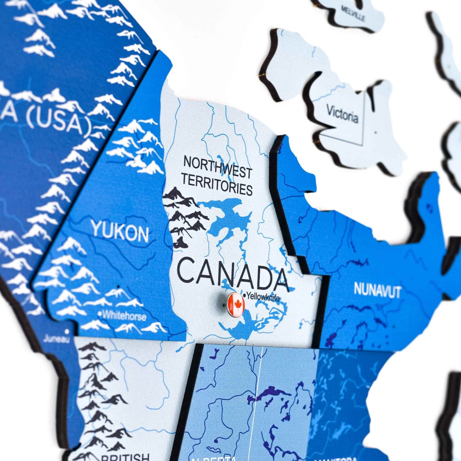 3D Wooden World Map Azure